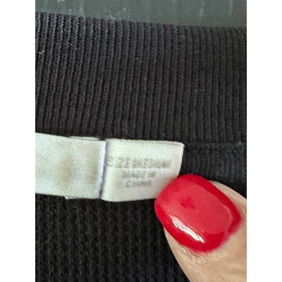 T by Alexander Wang Black Waffle Jersey Rib Combo Cap Sleeves Top Size Medium - Picture 11 of 14